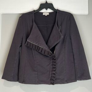 LOFT Women's Charcoal Ruffled Blazer